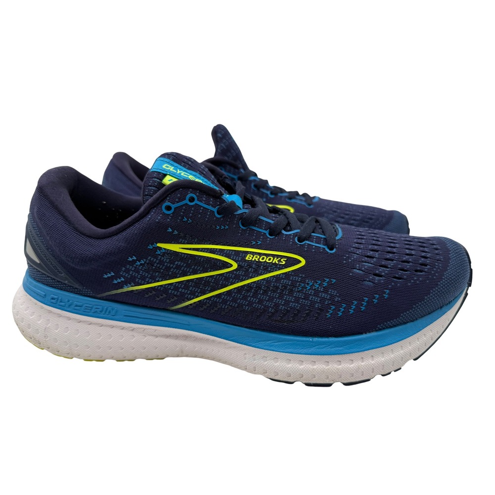 Brooks Glycerin 19 Running Shoes Mens 10 Navy Blue Excellent DNA LOFT Cushioned